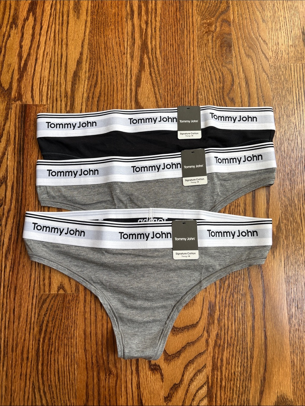 Tommy John Signature Cotton Thong with White Branded Waistband - Bundle of 3!